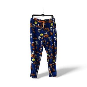 Peanuts Snoopy Halloween Pajama Joggers Women’s L Black Orange Lounge Pants